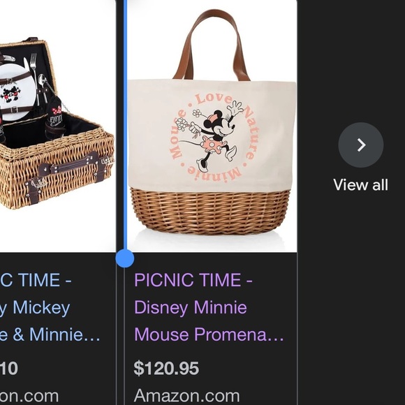 Disney Minnie Mouse Canvas Tote Picnic Basket - Picture 4 of 6